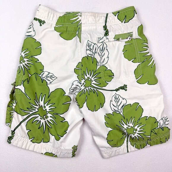 ABERCROMBIE Hawaiian Cargo Lined Board Shorts Size M Mens Green/White - Picture 2 of 8